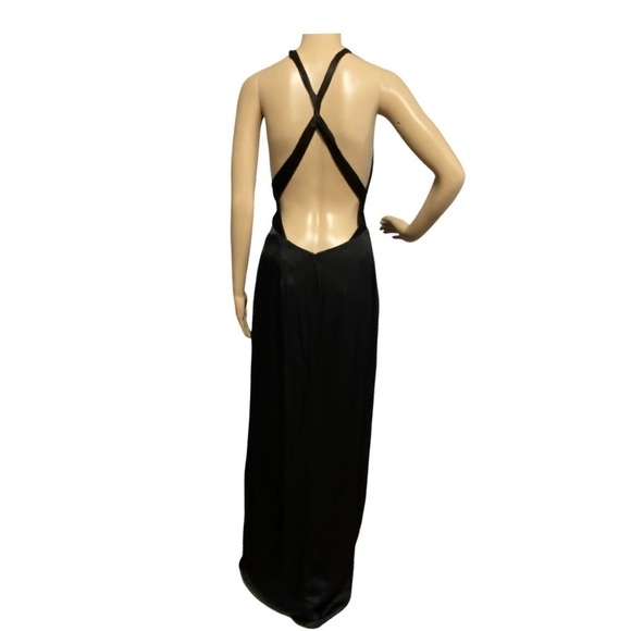 Allen Swartz NWT black evening, party, dinner gown open back high split sz 6 - Picture 3 of 14
